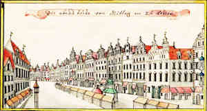 Die abendseite von Mittag an zu sehen - Rynek Główny, pierzeja zachodnia od strony południowej